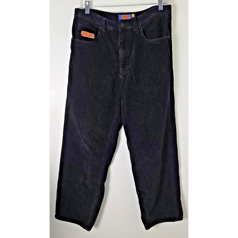 Vintage Empyre Black Corduroy Pants Sz 30 X 27 Baggy 90s Skate 100% Cotton